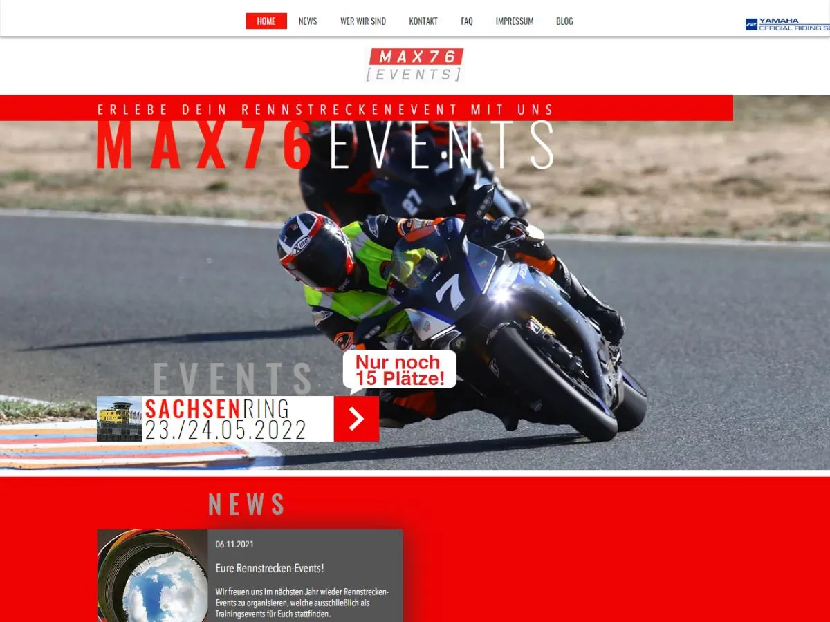 Screenshot Webdesign Motorrad-Event