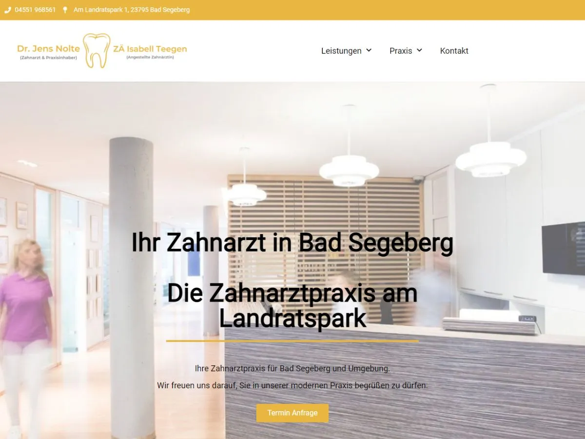 Screenshot Webdesign Zahnarztpraxis