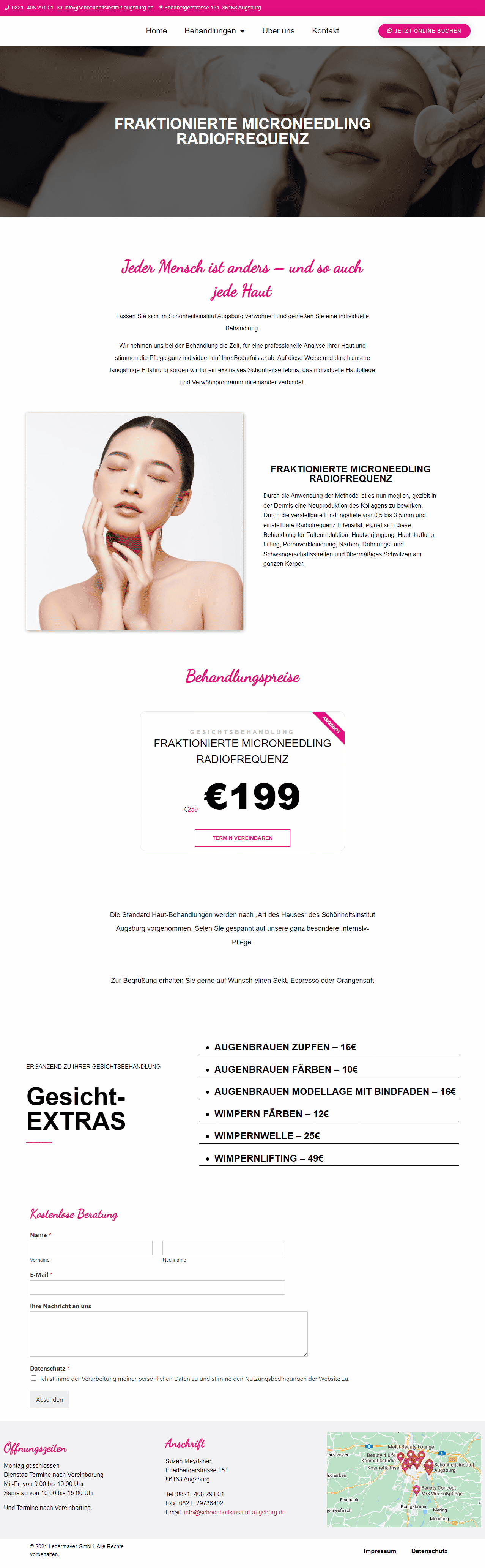 Beauty Salon Angebotseite